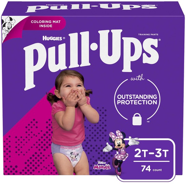 Pull-Ups Girls' Potty Training Pants Training Underwear Size 4, 2T-3T, 74 Ct