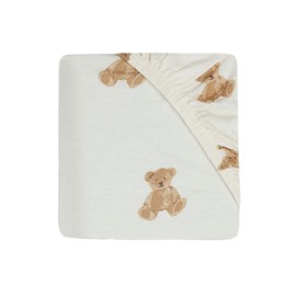 Jollein Spannbettlaken Jersey - Für Wiegen - Teddy Bear - 40/50x80/90cm - 100% Baumwolle - Spannbetttuch - Teddy Bär Print