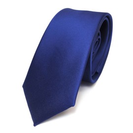 TigerTie Slim Satin Tie in Solid Colour in Various Colours - Blue Royal Blue