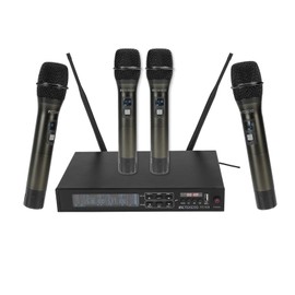 Retekess TC104 Wireless Microphone System, Karaoke Microphone, 4x50 Adjustable Channels, Auto Scan, Cordless Mic Set with 4 Handheld Mics for Singing, Church, DJ Gigs