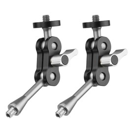 MA-95 Magic Arm Extension Bracket Monitor Mount Adapter Aluminum Alloy 1/4 Inch Screws Connection Dual Flexible Ball Head for Mounting Video Monitor LED Light, Pack of 2pcs