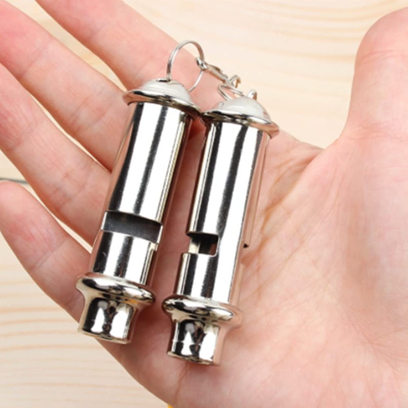 XMHBG Whistle, 2 Pcs Metal Police Whistle with Lanyard Security