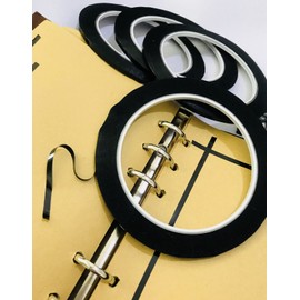 GoProver 6 Pack 3mm 1/8 inch Lightning Width Graphic Tape Whiteboard Tape Self Adhesive Chart Line Tape Grid Marking Tapes Gridding Tape Art Artist Tape, 108 Feet Feet Long per Roll