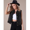 CIMUK Women's Denim Vest Button Down Jacket W Chest Flap