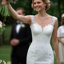 BriLove Women's Wedding Jewellery Set Vine Leaf Cluster Flower Crystal Dangle Earrings Pendant Necklace for Bridal Bride Guest Dresses Clear Silver-Tone