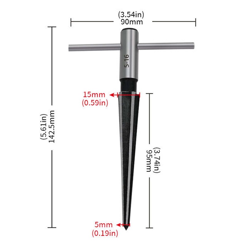 Taper reamer Hole Opening Range: Approx. 0.2 - 0.6 inches
