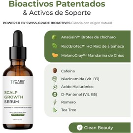 Suero Capilar Scalp Growth Serum – Apariencia de Mayor Densidad y Cabello Más Fuerte Con AnaGain™, RootBioTec™ HO, MelanoGray™, Cafeína, Niacinamida y Ácido Hialurónico Sin Siliconas ni Parabenos Hombre y Mujer - 50 ML