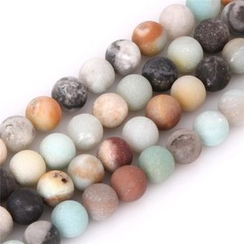 14mm Mixed Color Amazonite Frosted Matte Beads for Jewelry Making Natural Gemstone Semi Precious Round 15"