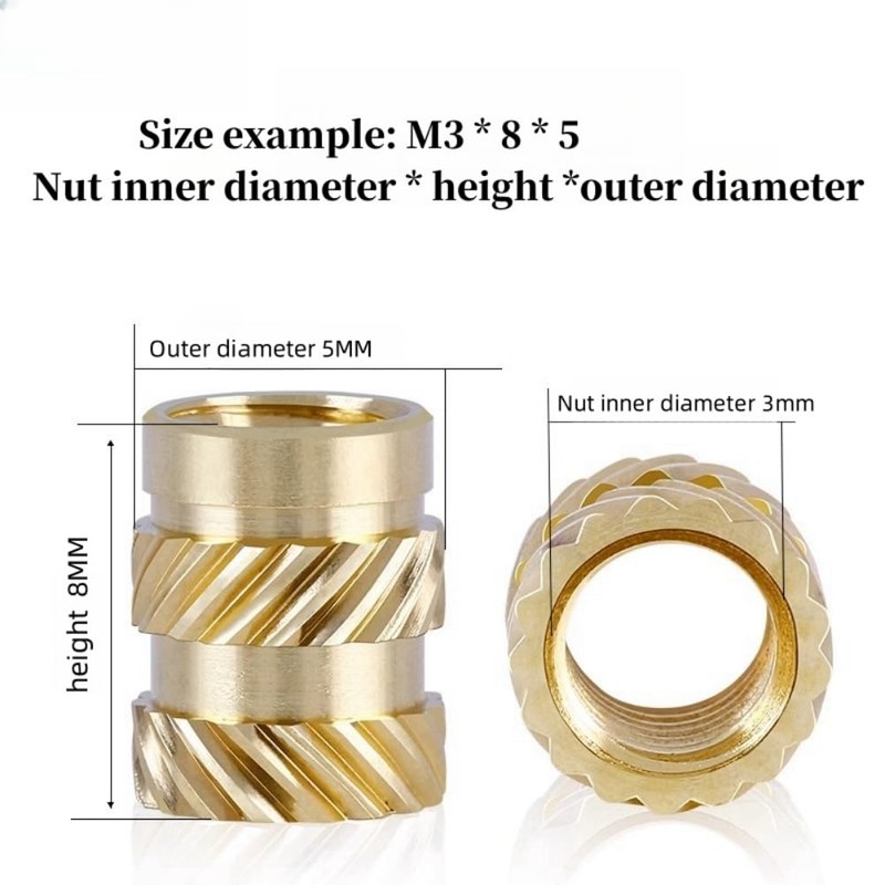 M5*5 * 7(100pcs) Embedment Nut Thread Brass Knurled Nuts, Threaded
