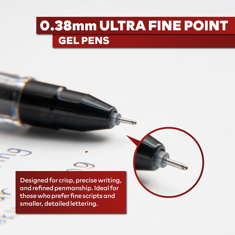 XFasten Extra Fine Point Pens 0.38mm 24-Pack Japanese-Style Fine Tip