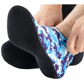 SUJAYU 3mm Neoprene Diving Socks Men & Women, Low Cut Free Diving Fins Pool Skimmer Sock, Thermal Water Socks for Women & Men Snorkeling Surfing Swimming (Blue, L)