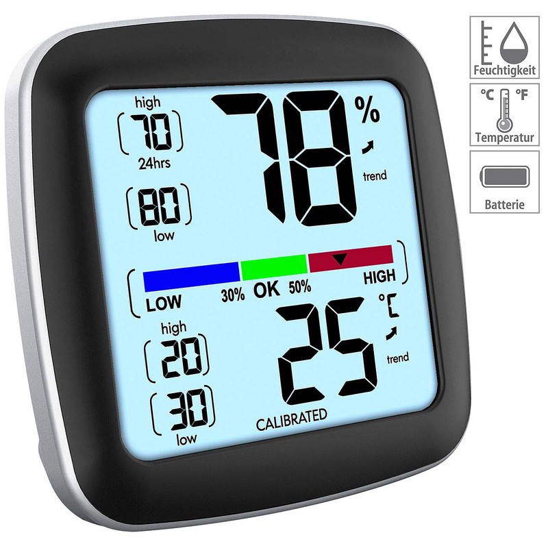 infactory Humidity Meter: Digital Precision Thermo/Hygrometer with LCD Display, Calibrable