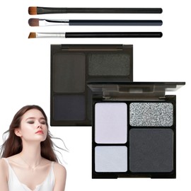 JunKuJK 4 Colors Smokey Black Eyeshadow Palette,Shimmer Matte Eyeshadow Makeup Palette,High Pigmented Eye Shadow Palette Makeup Kit with Brushes