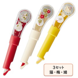 Plus WH-1905 Norinokoro Correction Tape, Whiper PL, 0.2 inches (5 mm), Supports Test Takers, Set of 3, Cat / Plum / Pigeon, ((52-617 + 52-618 + 52-619) x 3)