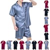 AprBean Satin Silky Men's Pajama Sets Short Sleeve Classic Sleepwear