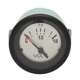 VeeThree Boat Voltmeter Gauge 69924 | 2 Inch Black Silver