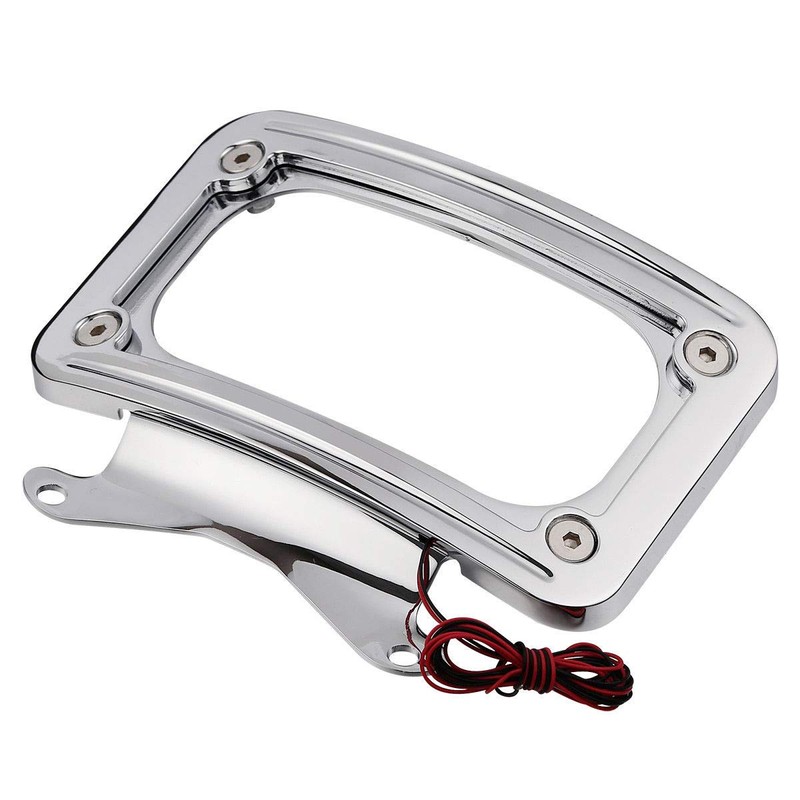 TCMT Curved License Plate Mount Frame W/Light Fit For Harley