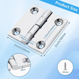 316 Stainless Steel Boat Hatch Hinges,2inchx 2inch (50 X 50 mm) Polished Marine Hinge,Marine Boat Hatch Heavy Duty Hinges with Screws,for Boats, Yachts, Doors, Deck,Windows, Cabinets (8 Pack)