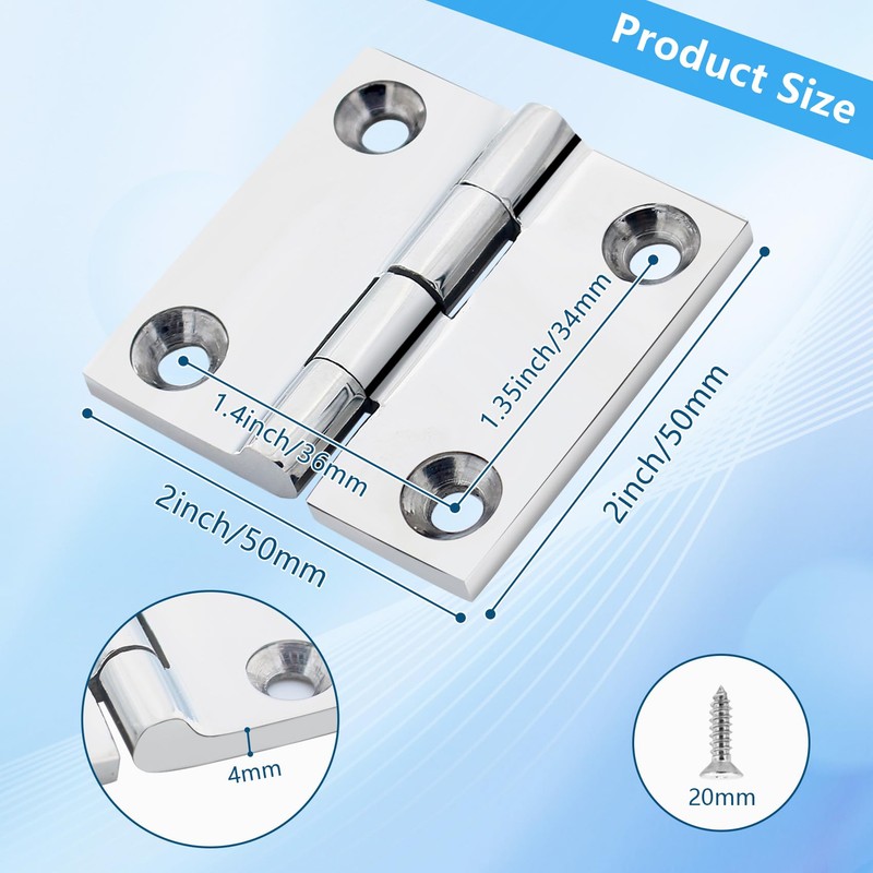 316 Stainless Steel Boat Hatch Hinges,2inchx 2inch (50 X 50