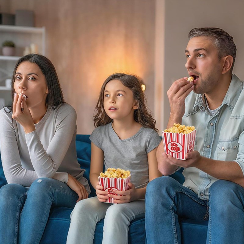 Tebery 30 Pack Plastic Open-Top Popcorn Boxes Reusable Popcorn Containers