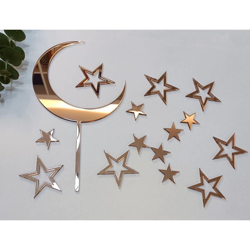 Juego de 15 decoraciones de acrílico para tartas de luna