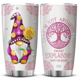 KOIXA Gnome Tumbler For Women 20oz Im Not Arguing Im Just Explaining Why Im Right Cup With Funny Sayings Stainless Steel Insulated Travel Mug Sunflower Bee Cute Gnome Theme Things