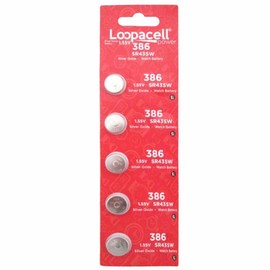 LOOPACELL 100 Pack 386 Watch Electronics Batteries 1.55 Volt Silver Oxide Coin Button Wholesale Pack