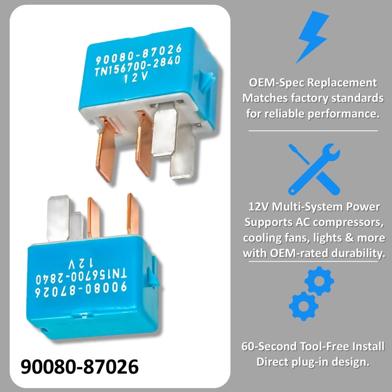 4-Pack 4-Pin AC Relay, Fits Toyota/Lexus, Part 90987-02027 90080-87026 90987-02028​​
