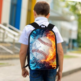 3PCS Baseball Backpack Set for Boys, Lightweight Large Backpack with Lunch Box & Pencil Case, Cool Sport Bookbag for Kids, Back to School Backpacks for Elementary & Middle School - 02