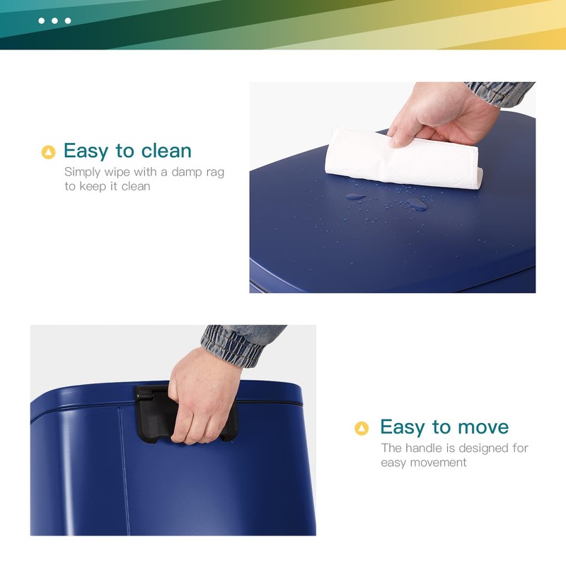 FDW | 13 Gallon Trash Can with Lid | Deep