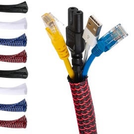 MarketConnect® Self-closing cable conduit, diameter 6 mm, length 4 m, perfect for cable management and protection, ideal for desk and TV, black/red