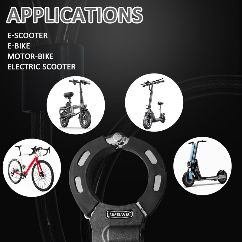 Electric Scooter Lock,Scooter Locks Anti Theft,14mm Thick for E-Scooter, Electric