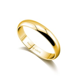 Dankadi Men & Women 925 Sterling Silver 24K Gold Plated Ring Smooth Plain Dome Comfort Solid Silver Ring Wedding Engagement 3.5 mm 3-13# Ring Jewelry (Simple style gold, 10)