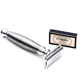 FREED Maquinilla De Afeitar Vintage De Doble Filo, Hecha A Mano, Con Grabado De Aleación Y 10 Hojas De Afeitar De Seguridad De Acero Inoxidable Japonés. El Mejor Regalo Para Hombres, Padres O Cumpleañ