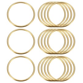 sourcing map Metal O Rings, Pack of 15, 50 mm (1.97 inches), ID 3 mm Thickness, Multi-Purpose Non-Welded, O-Ring Buckle for Craft Belt, Purse, Bag, Hardware Making, Gold Tone