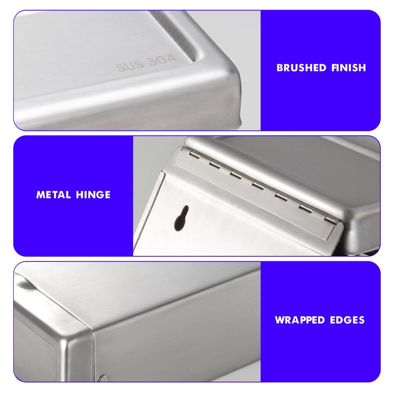 Sanitary Napkin Receptacle Wall Mounted Tampon Holder, Garbage Can for