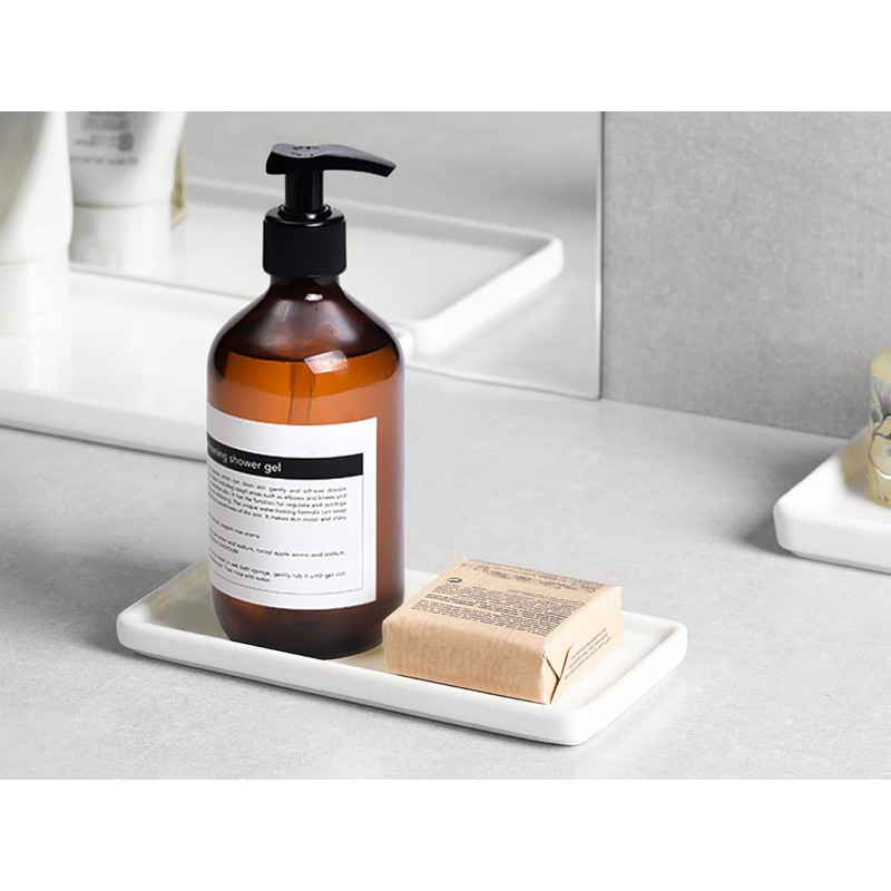 Gurygo 6" Small Ceramic Bathroom Tray for Kitchen Counter -