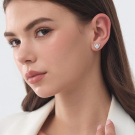 JACUPO Herz Moissanit Ohrschmuck für Frauen glänzendes Schmuck S925 Silber maternale Liebe und Freundschaft Wahl Hochzeitstag Muttertag Geburtstagsgeschenk für Ehefrau Mutter (1CT)