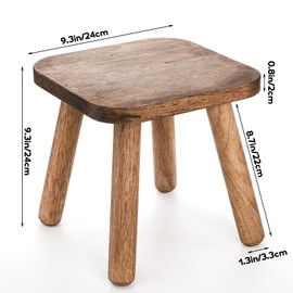 Youeon 9 Inch Wooden Step Stool, Non-Slip One Step Stool for Adults Kids, Holds up to 300 Lbs, Portable & Sturdy, Small Foot Stool for Bedroom, Bathroom, Kitchen, Easy to Assemble