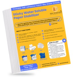 New brothread 24PCS A4 (29.7x21cm) Sticky Water Soluble Embroidery Stabilizer Printable Embroidery Paper - Medium Weight - Allowed for Print or Draw Patterns Best for Hand & Machine Embroidery