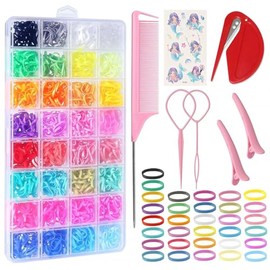 32 Colores Accesorios para el Cabello para Niñas y Niños Pequeños, 1600 Piezas Bandas Elásticas Duraderas, Lazos para el Cabello con 6 Herramientas de Peinado y Estuche de Almacenamiento Portátil, Gomas para Peinados Infantiles