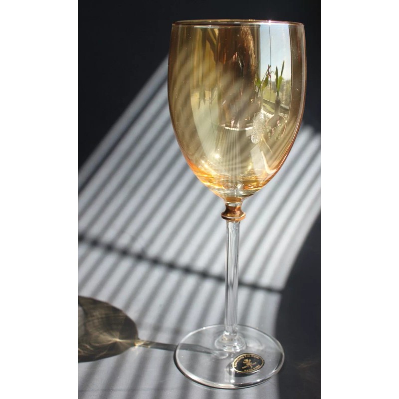 Cristalleria F.lli Fumo ITALY Amber Gold Wine Glass hand made