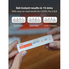 iHealth COVID-19, Flu A&B 3-in-1 Antigen Rapid Test, Results in 15 Minutes, FDA Authorized OTC Flu & COVID Home Test, with Non-invasive Nasal Swab, Easy to Use & No Discomfort (1 Pack, 4 Tests Total)