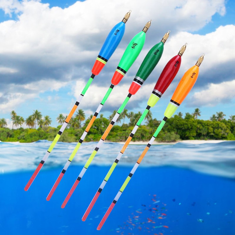 5PCS Multiple Color Balsa Wood Fishing Float Bobber Bite Indicator