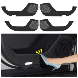 Car Door Anti Kick Pad for Toyota Highlander 2020 2021 2022 2023 2024 2025 2026 Accessories Carbon Fiber Style Leather Sticker Sill Protector Cover Edge Guard Side Mat (Not Fit Grand Highlander)