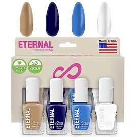 Eternal Colección  Juego de 5 piezas Larga duración, secado rápido, esmalte de uñas de brillo espejo  endurecedor, acabado brillante y brillante  0...