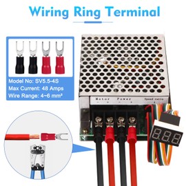 PWM DC Motor Speed Controller, DC 9V-60V & 10A Rated Brush Motor Stepless Speed Controller with Forward-Brake-Reverse Switch & Ajustable Potentiometer