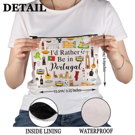 PYOUL Portugal Trip Vacation Gift I'd Rather Be in Portugal Makeup Bag Portugal Heritage Cosmetic Bag Portugal Pride Souvenir Gift (Rather Be in Portugal B)