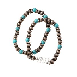 Todu 2 Pcs Western Cowgirl Bracelets Navajo Pearl Bracelets Vintage Boho Letters Cowboy Cowgirl Beaded Charms Bohemian Jewelry for Women