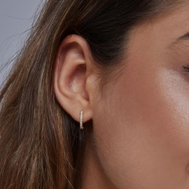 Michooyel Women's Earrings, 925 Silver, Hypoallergenic Metal, High Grade Zirconia, Hoop Earrings, Fashionable, Unisex, Couples, Matching, Valentine's Day, Silver, Cubic Zirconia